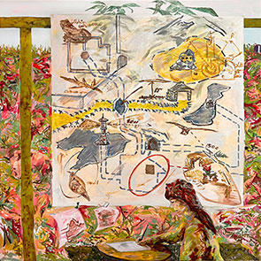 《Patio－地図を書く人－》油彩、キャンバス　100.0×100.0cm　2022年