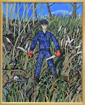 《開拓者》2021年 岩絵具、麻紙 162×130cm
