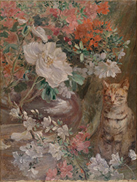 黒田清輝《花と猫》1906年 油彩、画布
