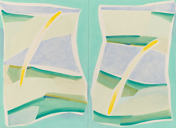 《Overlapping landscape #2》2025年 膠彩、麻紙 撮影:麥生田兵吾