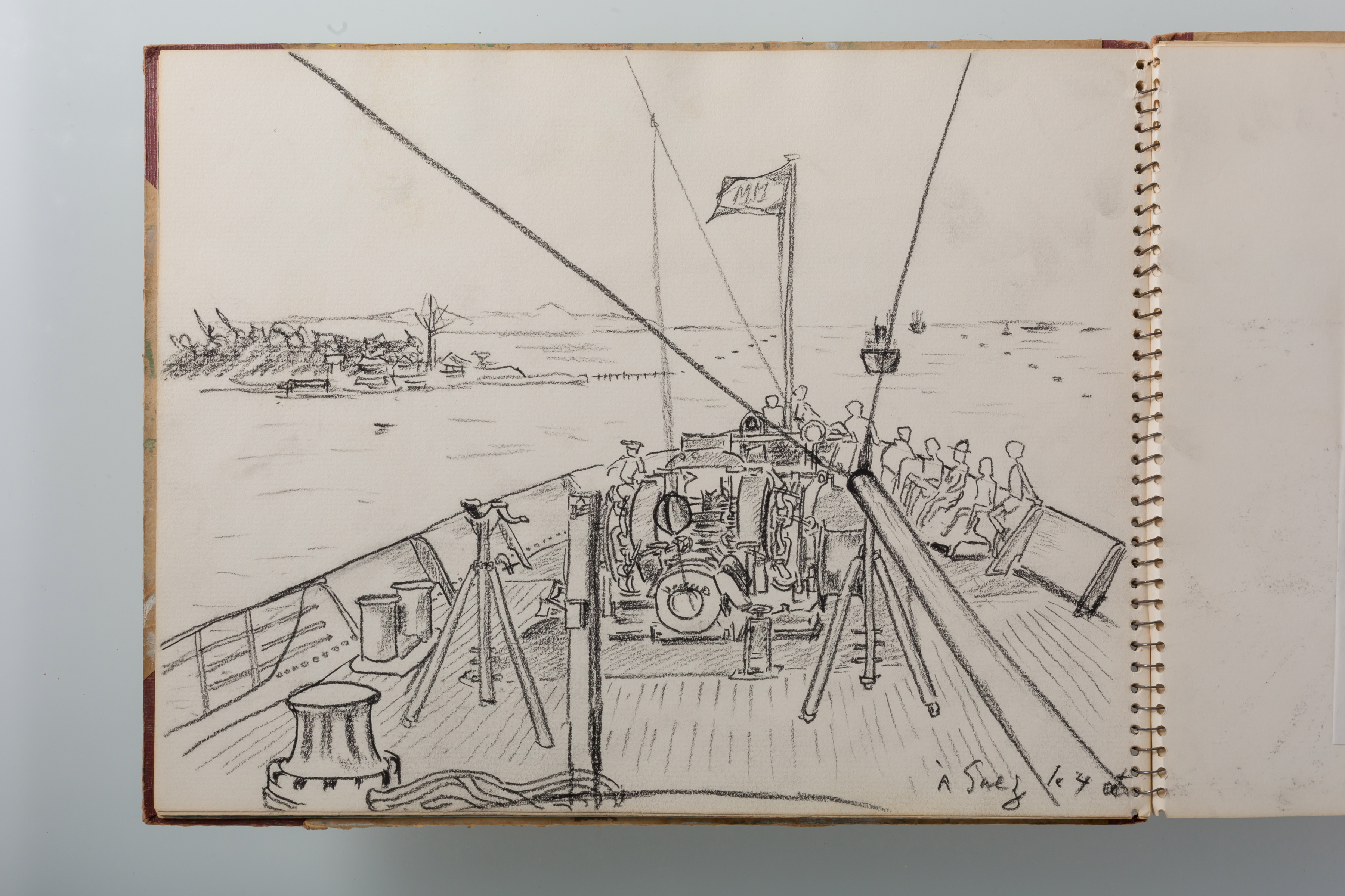 辻邦生《スエズ運河での船上の様子》1957年10月4日